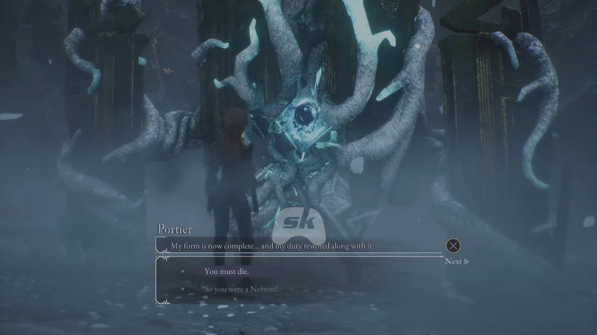 You have the option to either fight or leave Portier (image via Kepler Interactive)